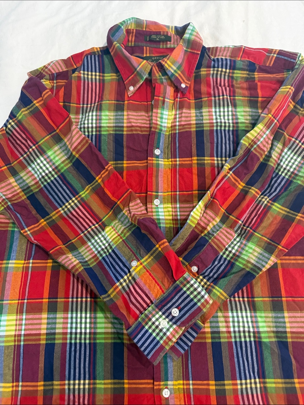 Classic VTG plaid Orvis Men's Multicolor Plaid Button-Down Shirt 100% cotton XL